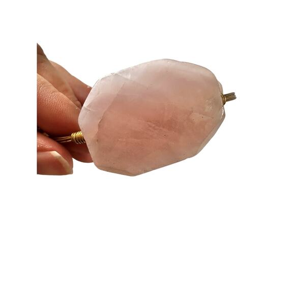 Rose Quartz Three Stone Bangle from Bourbon and Boweties - Picture 1 of 6